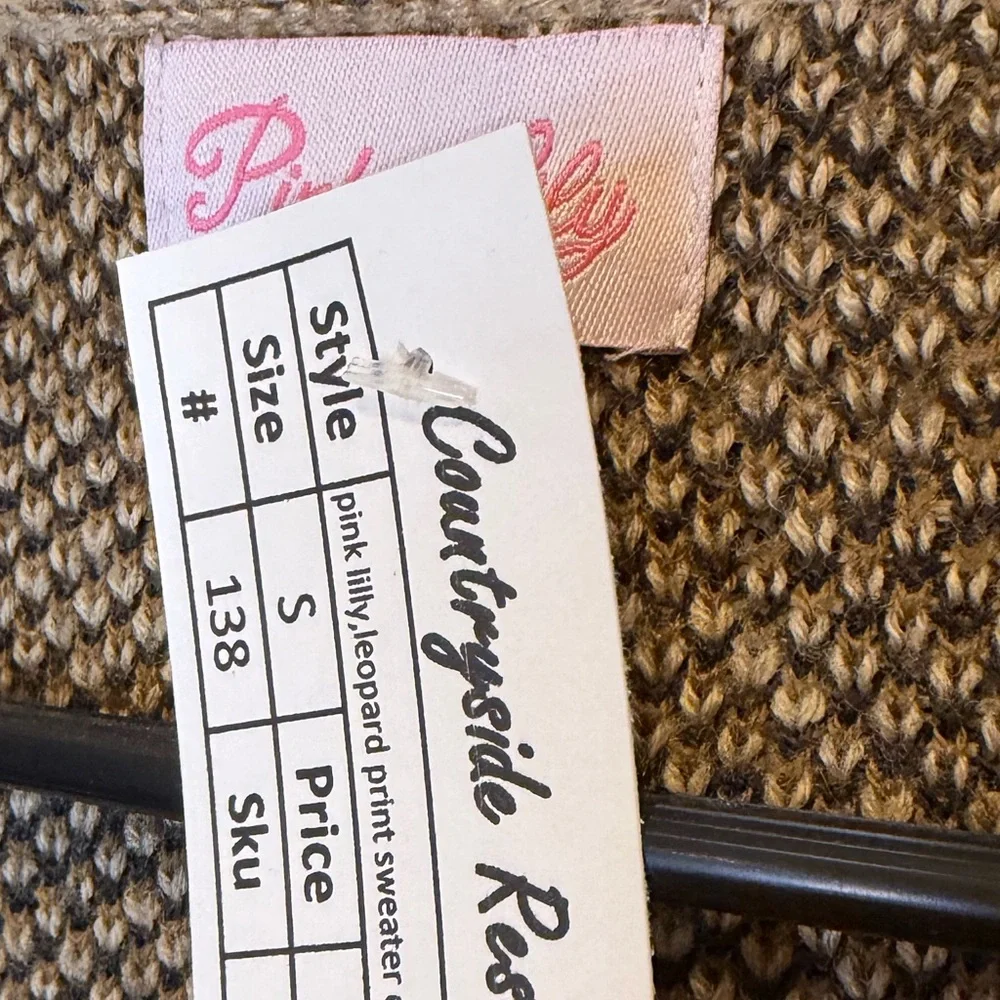 Pink Lily Beige Leopard Print Cardigan - Picture 4 of 4